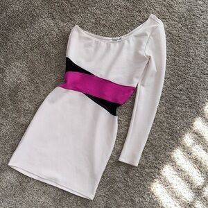 Charlotte Russe Elegant Pink and Black Long Sleeve Dress